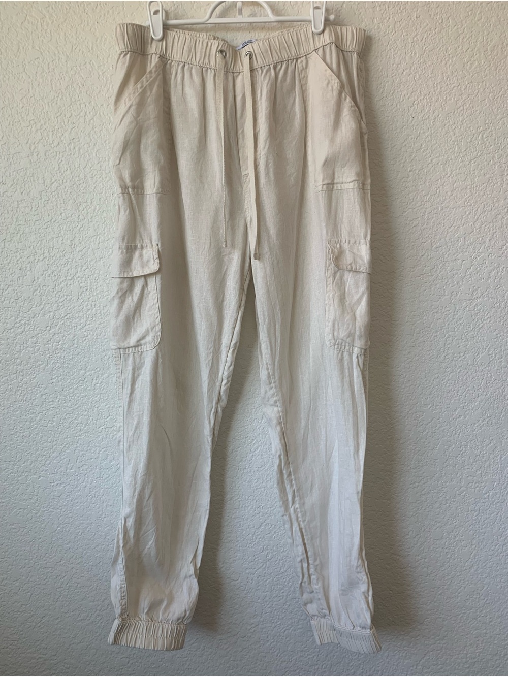 Nicole Miller Cream Cargo Jogger Pants